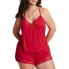 Adore Me Jacky Pajama Cami & Shorts Set In Red