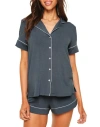 Adore Me Jane Pajama Shirt & Shorts Set In Blue