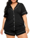 Adore Me Jane Short Pajama Set In Black