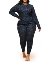 Adore Me Janise Women's Plus-size Pajama Long Sleeve Top & Leggings Set In Novelty Black