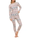 Adore Me Janise Pajama Long Sleeve Top & Leggings Set In Novelty White