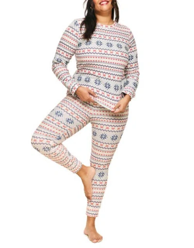 Adore Me Janise Pajama Long Sleeve Top & Leggings Set In Novelty White