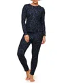 Adore Me Janise Women's Pajama Long Sleeve Top & Leggings Set In Novelty Black