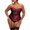 Adore Me Jasmine Boned Corset & Thong Set In Black