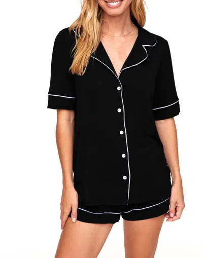 Adore Me Jayne Pajama Shirt & Shorts Set In Black