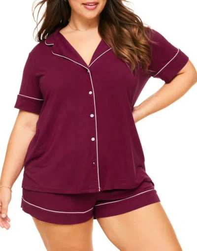 Adore Me Jayne Short Pajama Set In Dark Purple