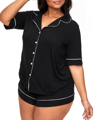 Adore Me Jayney Women's Plus-size Short Pajama Set In Black
