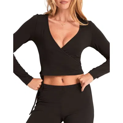 Adore Me Jersey Lounge Top In Black