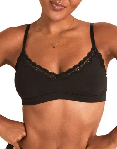 Adore Me Jersey Unlined Bralette Bra In Black