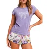 Shop Adore Me Kassie Short Sleeve T-shirt & Shorts Set In Floral White
