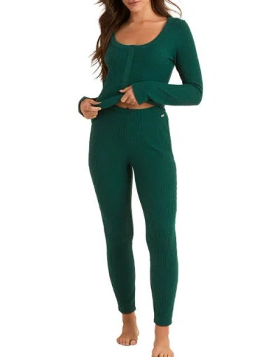 Adore Me Kathy Waffle Pajama Set In Green