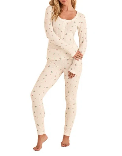Adore Me Kathy Waffle Pajama Set In Neutral