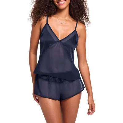 Adore Me Kimberley Backless Cami & Flutter Shorts Set Lingerie In Blue