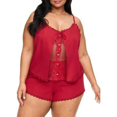 Adore Me Kiora Cami And Shorts Pajama Set In Dark Red