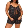 Adore Me Kiora Cami And Shorts Pajama Set In Novelty Black