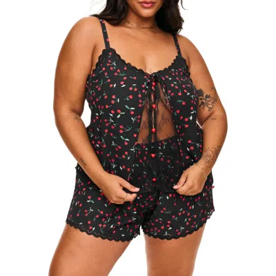 Adore Me Kiora Cami And Shorts Pajama Set In Novelty Black