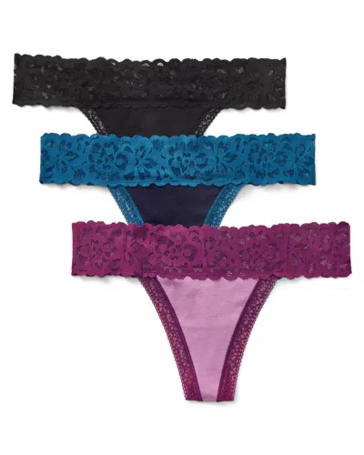 Adore Me Kourtney Women's Plus-size Thong Thong Panties (pack Of 3) In Multi