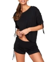Adore Me Laura Pajama Knit Top & Short Set In Black