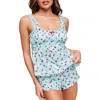 Adore Me Leanore Women's Tank & Shorts Pajama Set In Floral Blue