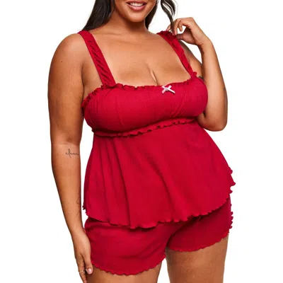 Adore Me Leanore Tank And Shorts Pajamas In Dark Red