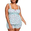Adore Me Leanore Tank And Shorts Pajamas In Floral Blue