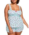 Adore Me Leanore Tank And Shorts Pajamas In Floral Blue