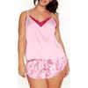 Adore Me Linny Pajama Cami & Shorts Set In Floral Pink