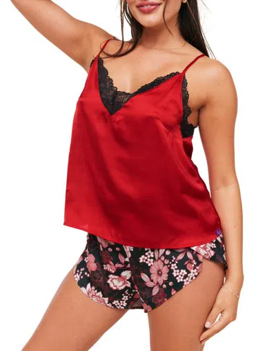 Adore Me Linny Pajama Camisole & Short Set In Red