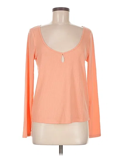 Pre-owned Adore Me Long Sleeve Top Orange Scoop Neck Tops