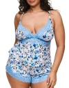 Adore Me Lora Pajama Cami & Shorts Set In Floral White