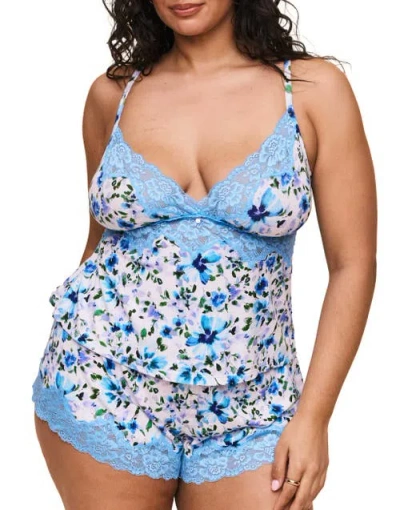 Adore Me Lora Pajama Cami & Shorts Set In Floral White