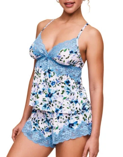 Adore Me Lora Pajama Cami & Shorts Set In Floral White