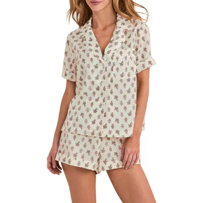 Adore Me Lucero Short Sleeve Top & Shorts Pajama Set In Multi