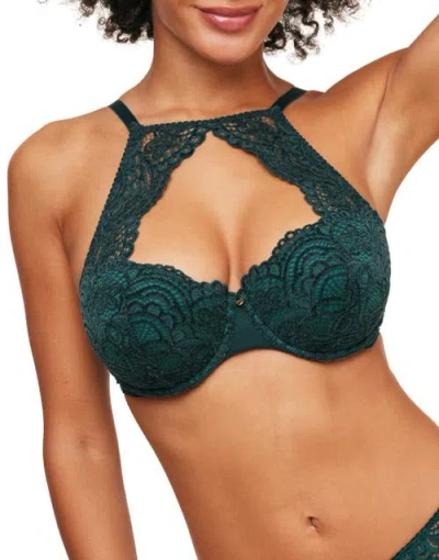 Adore Me Luiza Push Up Balconette Bra In Dark Green