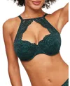 Adore Me Luiza Push Up Balconette Bra In Dark Green
