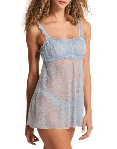 Adore Me Maddy Babydoll Lingerie In Blue