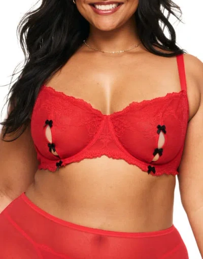 Adore Me Margeaux Unlined Balconette Bra In Dark Red