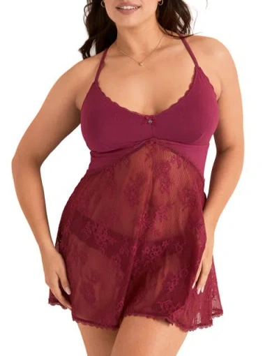 Adore Me Marien Babydoll & Bikini Set In Pink