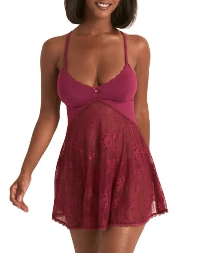 Adore Me Marien Babydoll & Bikini Set In Pink
