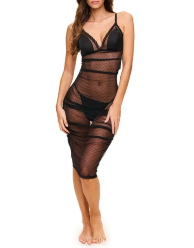 Adore Me Marietta Bodycon Slip & G-string Set Lingerie In Black