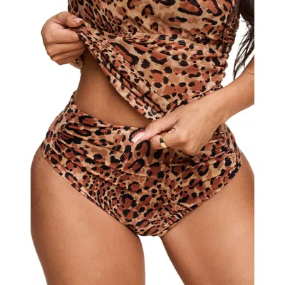 Adore Me Marseille Swimwear High-waist Bikini Bottom In Animal Brown