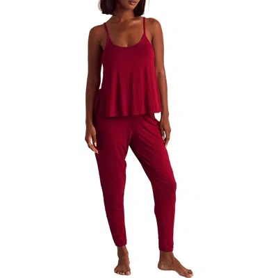 Adore Me Marsha Pajama Cami & Jogger Set In Red