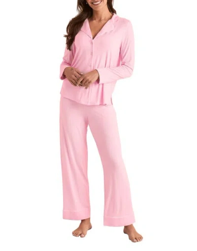 Adore Me Matilda Long Sleeve Top & Pants Pajama Set In Pink