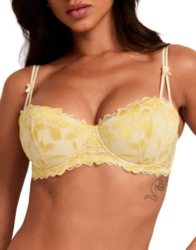 Adore Me Mellody Push Up Balconette Bra In Yellow