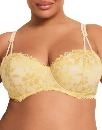 Adore Me Mellody Push Up Balconette Bra In Yellow