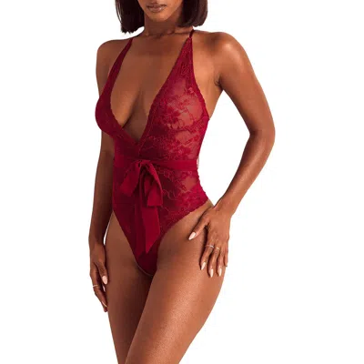 Adore Me Morgaine Bodysuit Lingerie In Burgundy