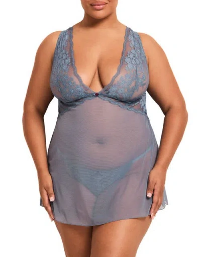 Adore Me Nedda Babydoll Lingerie In Blue