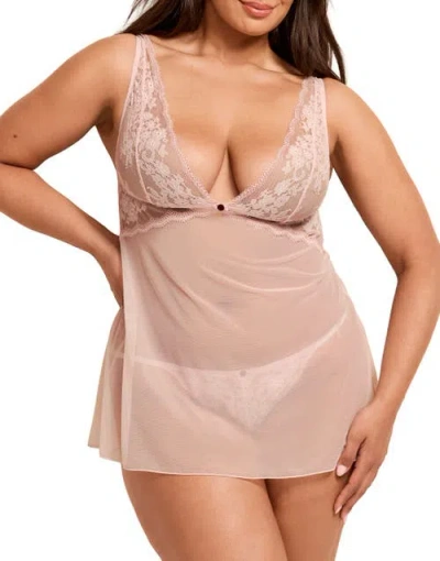 Adore Me Nedda Babydoll Lingerie In Neutral