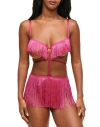 Adore Me Neveah Fringe Playsuit Lingerie In Dark Pink