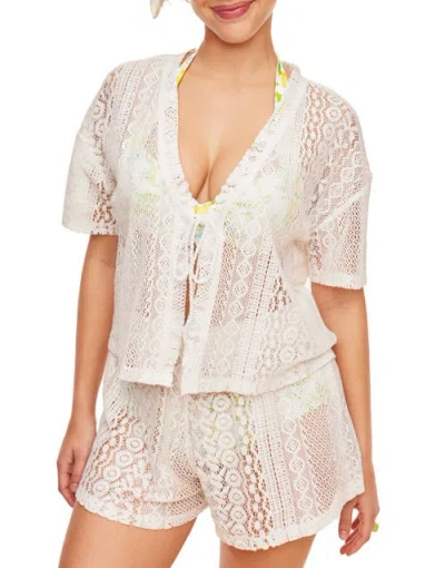 Adore Me Nika Swimwear Two-piece Swim Cover-up Top In White